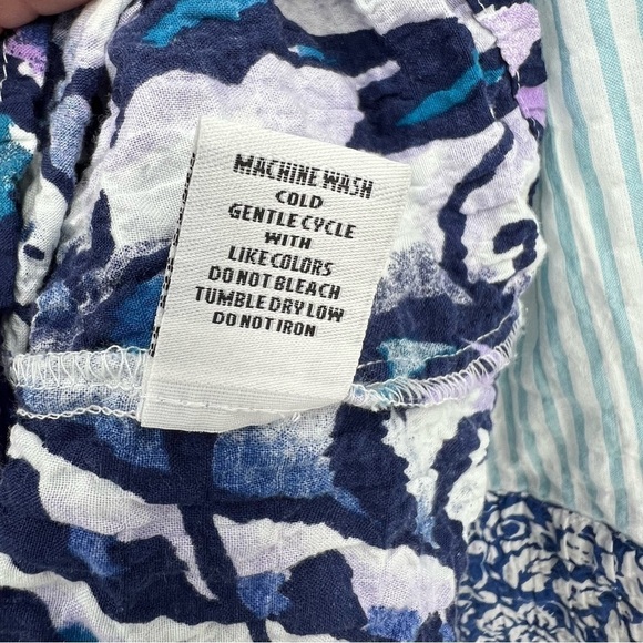 Habitat Stir It Up Shaped Shirt Multi Textured Crinkle Prints Florals Plaids S - Picture 10 of 10